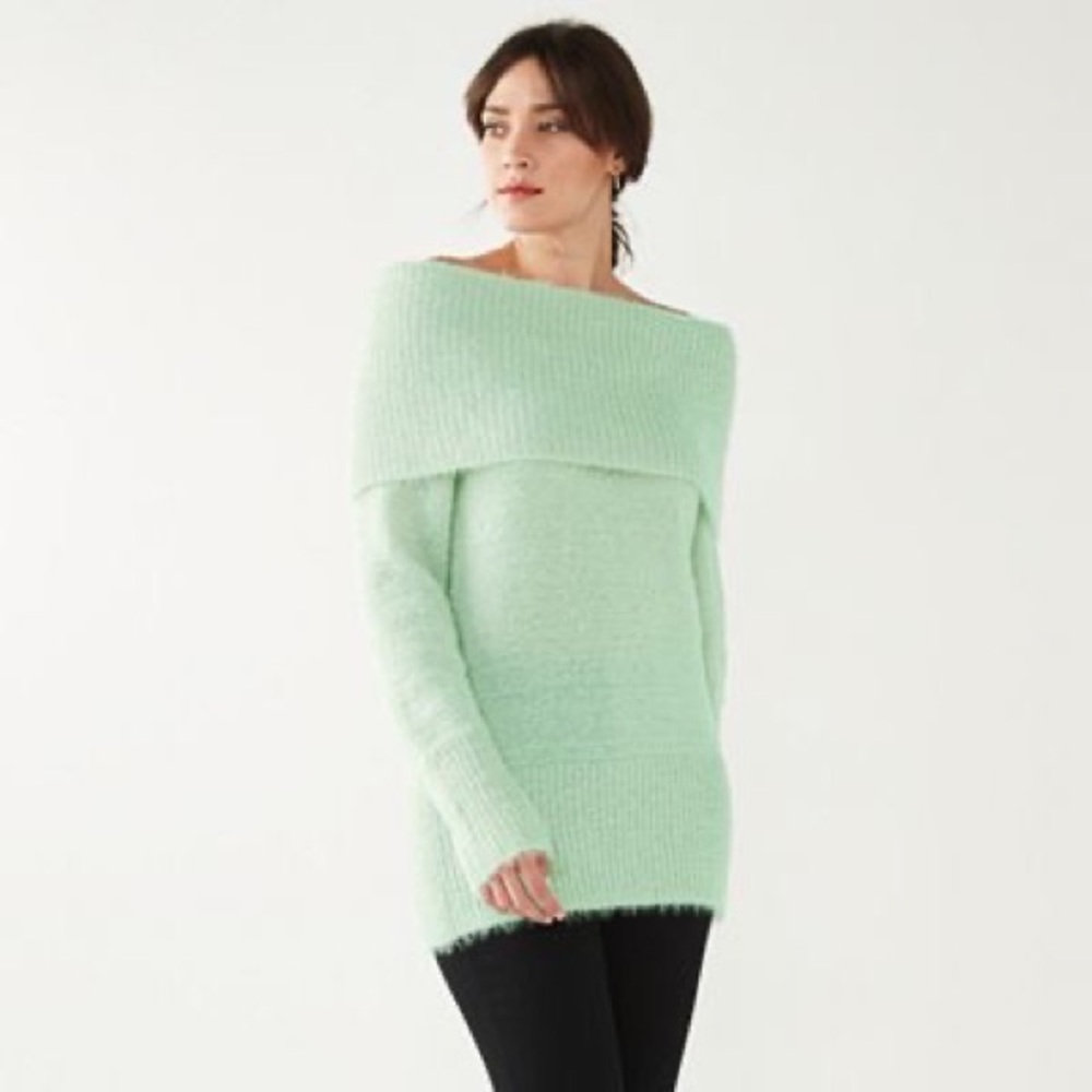 Mint green NINE WEST Off The Shoulder Sweater
